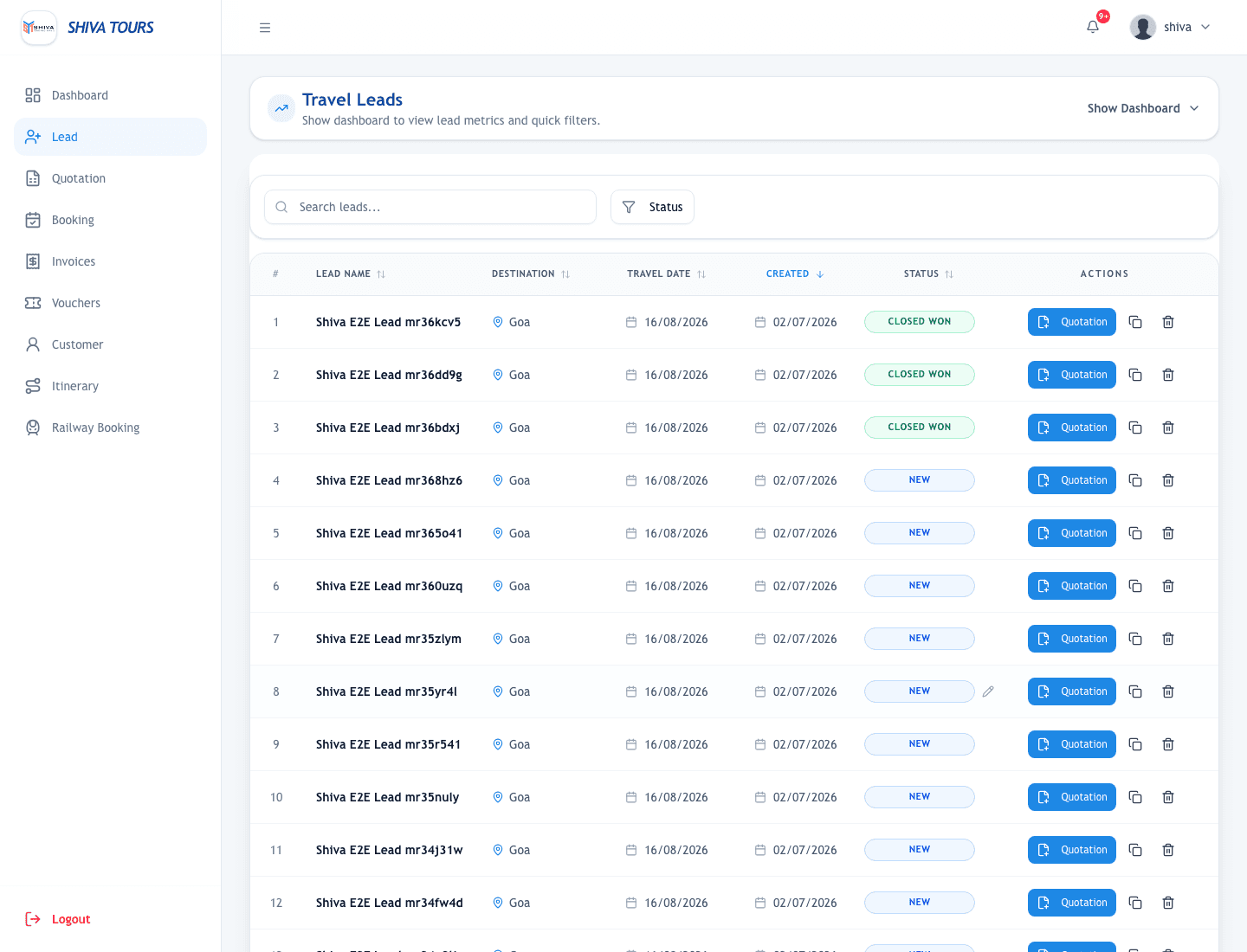 Keep every trip enquiry in one place.